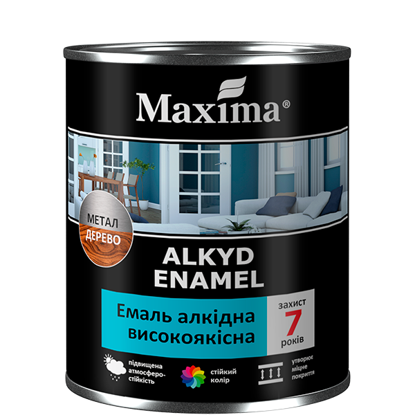 Фарба емаль алкідна високоякісна ЗЕЛЕНА 0,7 кг "Maxima" UA, шт.