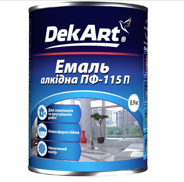 Фарба емаль алкідна ПФ-115 П ЗЕЛЕНА 0,9кг "DekArt" Україна, шт.