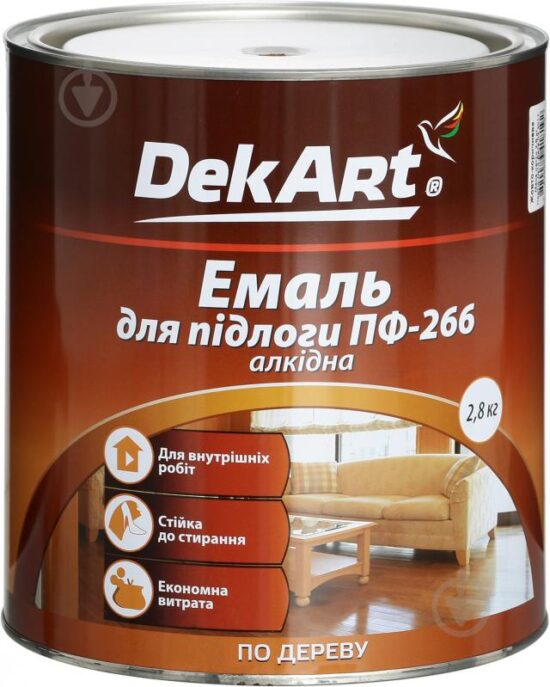 265 Фарба емаль алкідна ПФ-266 ЧЕРВОНО-КОРИЧНЕВА 2,8кг "DekArt" Україна, шт.