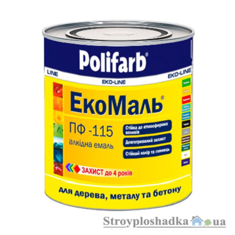 Фарба емаль алкідна ПФ-115 БІЛА 0,9кг ЕкоМаль ТОВ "Поліфарб Україна" Україна, шт.