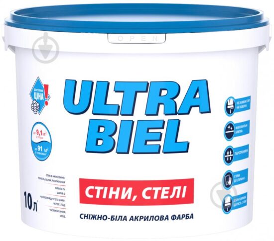 97 Фарба водоемульсійна інтер'єрна акрилова ULTRA BIEL 10 л PL, шт.