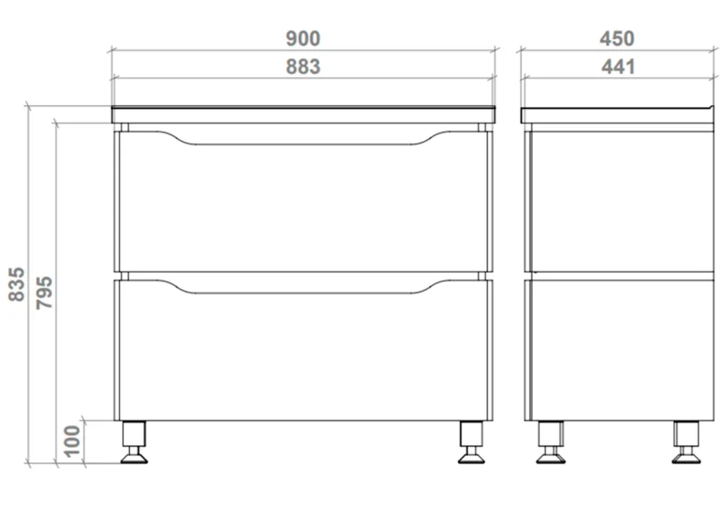 "Сакраменто" Тумба підлогова з ум. Глорія 90 2 ш (Сіра)