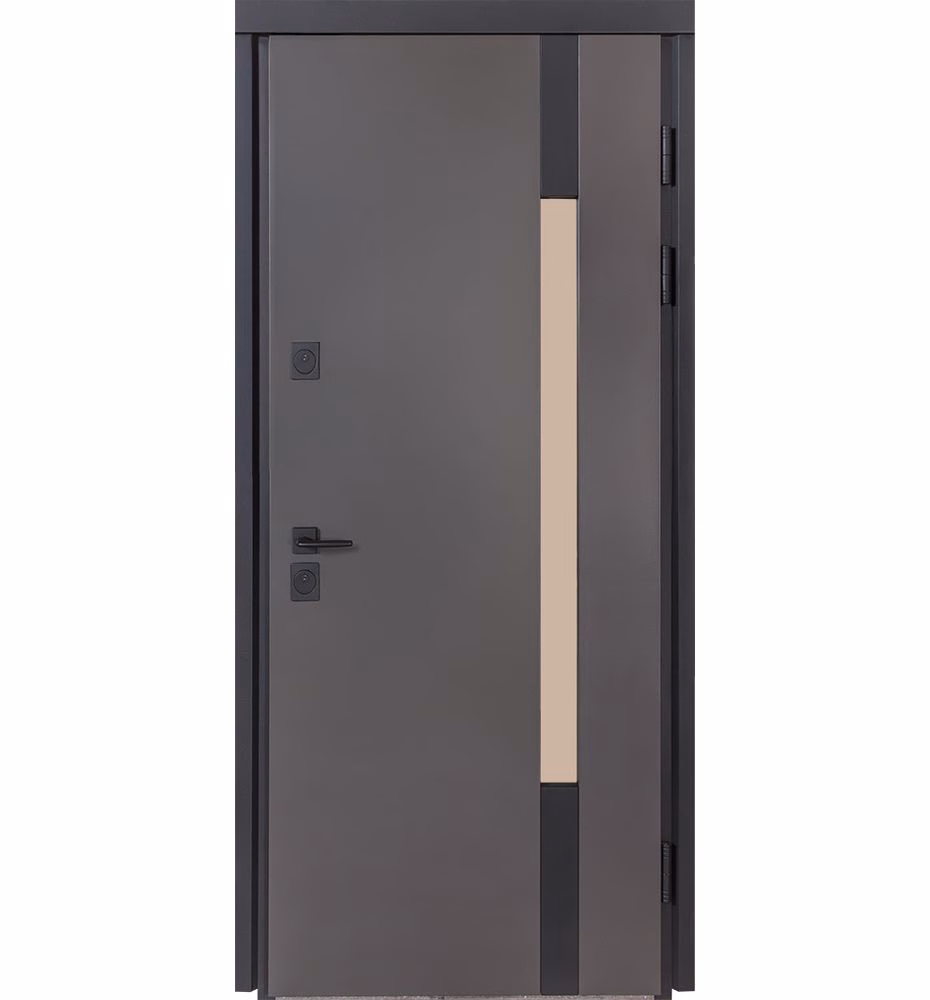 zovnishnya-storona-dverej-pid-zamovlennya-bulat-kotedzh-705-vulychnogo-typu-zi-sklopaketom-metallic-graphite Вхідні двері на замовлення Булат Котедж, модель 705