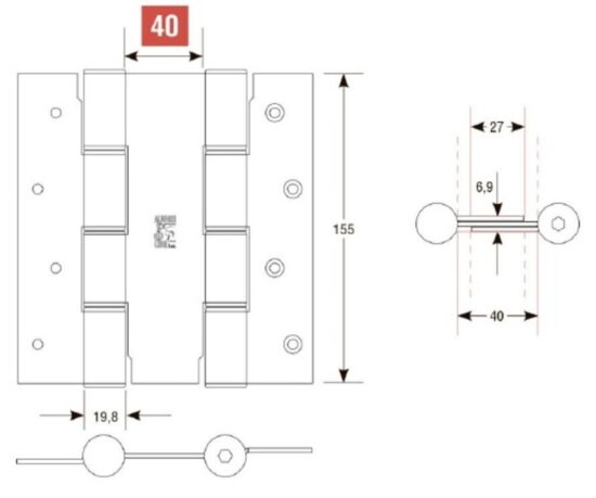 Петля барна 87AB155-40 антична латунь 155мм