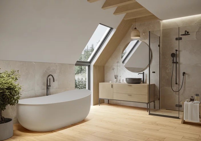 Плитка керамогранітна Oldwood Crema STR 200x600x8 Paradyz