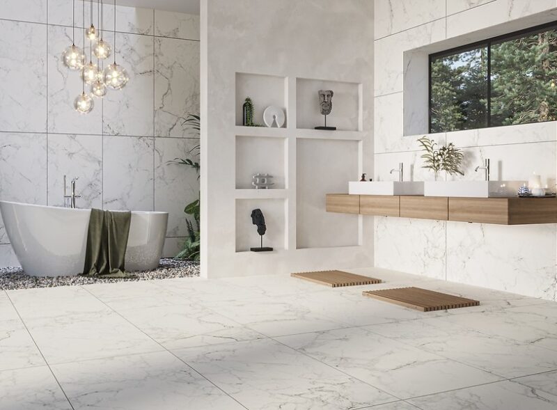 12477057-4c628 Плитка керамогранітна GPT1006 Calacatta Mild White RECT 598x1198x8 Cersanit
