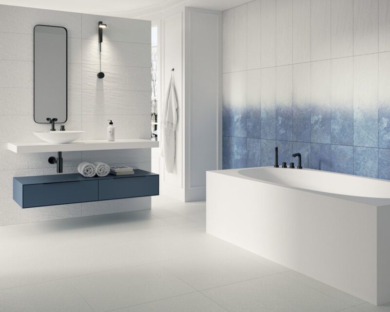 Плитка стінова Nightwish Navy Blue Tonal RECT STR 250x750x9 Paradyz