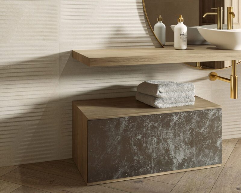 1888746-d2e3b Плитка стінова Mystic Shadows Beige RECT STR 39,8x119,8 код 8553 Ceramika Paradyz