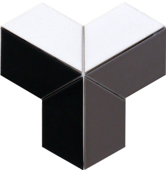 1912486-1a2cd Мозаїка T X3 69001 Trapeze White Black Grey Shedol 264x264x9 Котто Кераміка