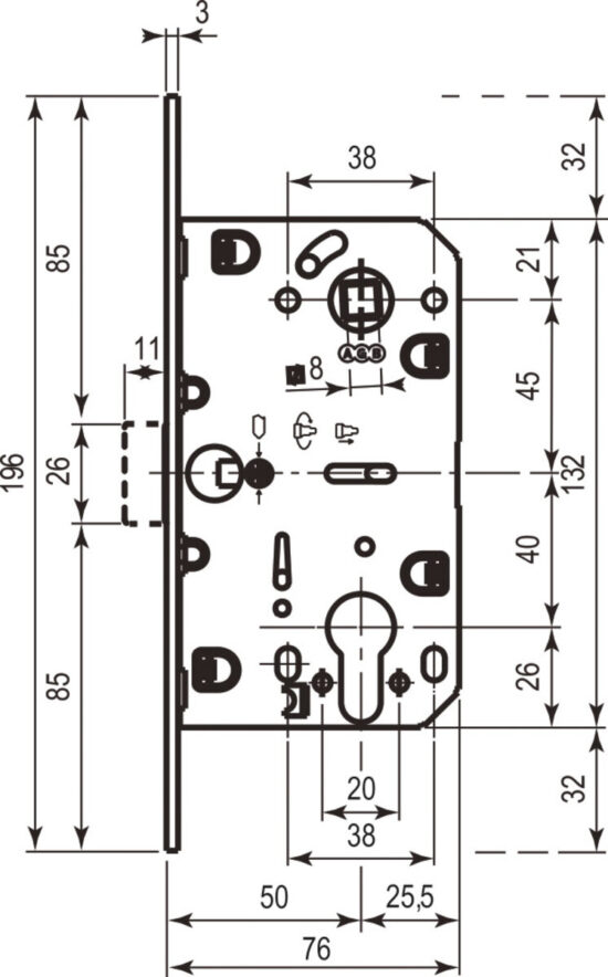AGB Art. B011035041 Механізм Mediana Evolution під циліндр сатин хром 85мм