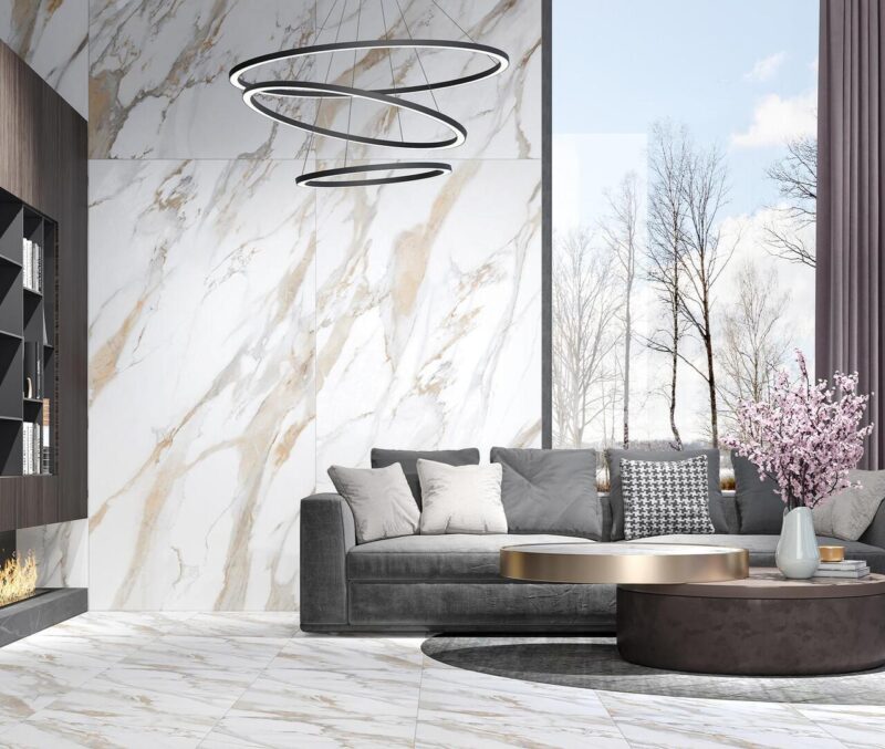Плитка керамогранітна Calacatta Gold Сірий 1200x2400x8 Intercerama