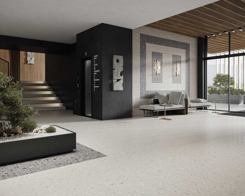 78133717-128f3 Плитка керамогранітна Terazzo Grey RECT 598x1198x8 Paradyz