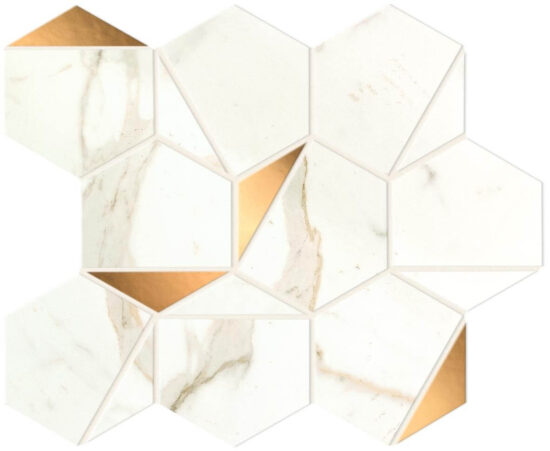 Мозаїка A4WU Marvel Calacatta Prestigio Gold Hex SHINY 251x290 Atlas Concorde