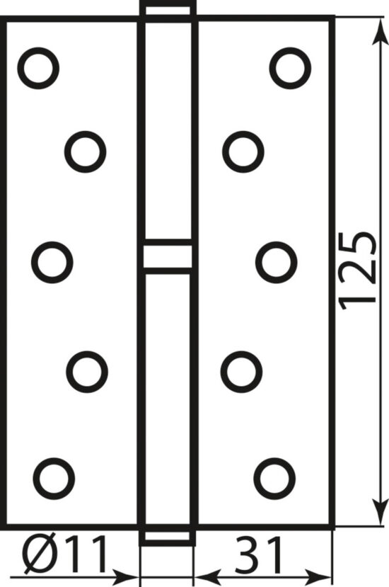 Завіса RDA 125*3*2,5 (1 подш, сталь) мат.нікель права