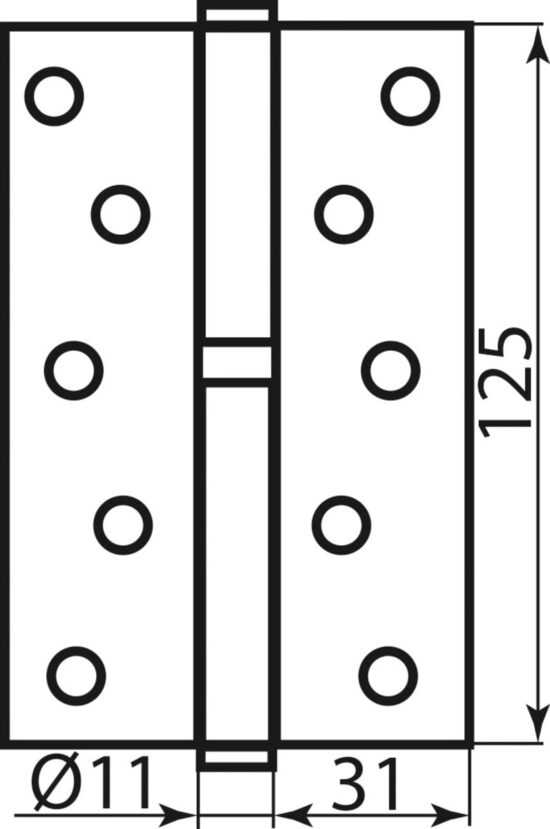 Завіса RDA 125*3*2,5 (1 подш, сталь) пол.латунь права