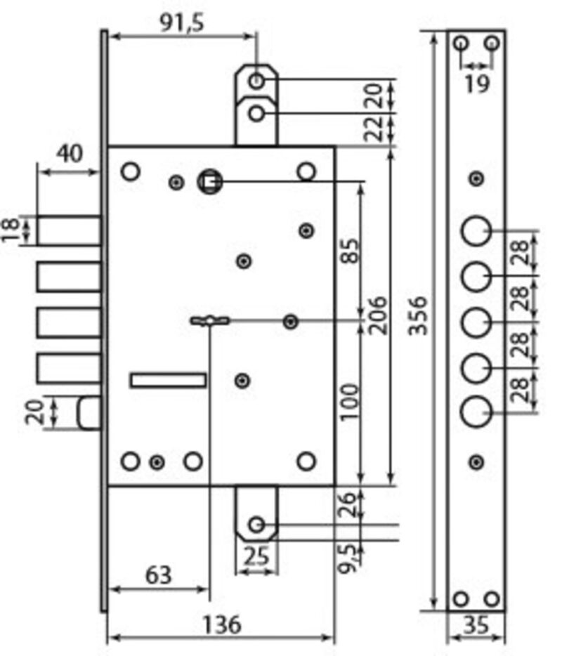Mottura Art. 52771dm8z56cr Замок 4-клунь із защ, під тягу з хр накл