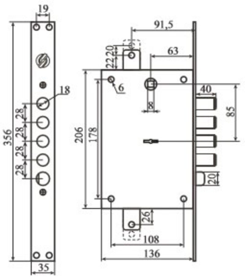 Securemme 2403UCR0328S57 замок 4 риг, 5+1 кл