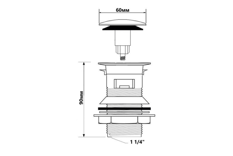 Корок-автомат для умивальника з переливом 5/4" CW60-CB