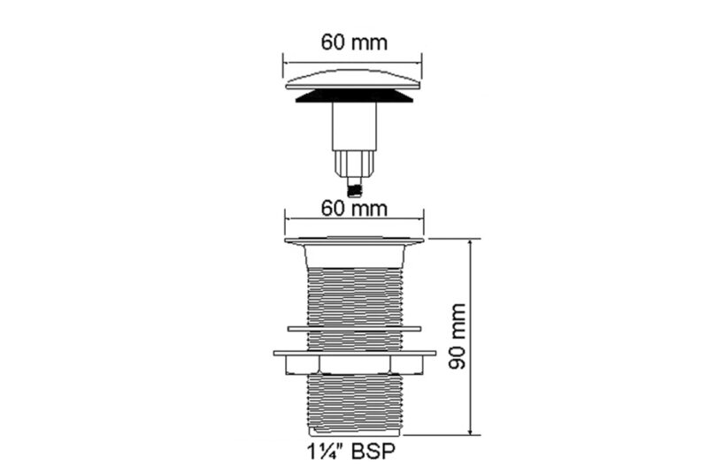 Корок-автомат для умивальника без переливу 5/4" CWU60-CB