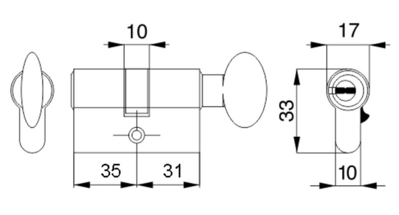 Циліндр Mgserrature 31/35 = 66mm кл/шток L 14mm мат нікель 5 ключей