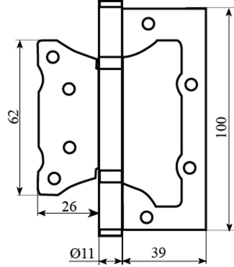 Завiса RDA 100 * 2,5 (2подш, сталь) Eurocento мат хром