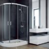 Кабіна асиметрична MODERN 120x90x185 універсальна: скло прозоре, профіль хромований