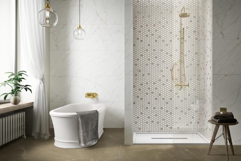 navara45170a M8FU MAGNIFICA CALACATTA GOLD MOSAICO CIRCLE 31х31 (мозаїка)