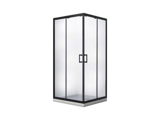 navara54322a Кабіна квадратна MODERN 90x90x190 скло прозоре, проф. чорний мат