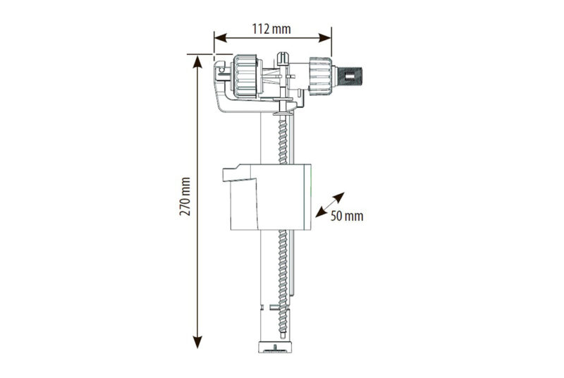 Впускний клапан Compact 95L-3/8M, боковий 3/8'' латунний, швидке наповнення, клас 1