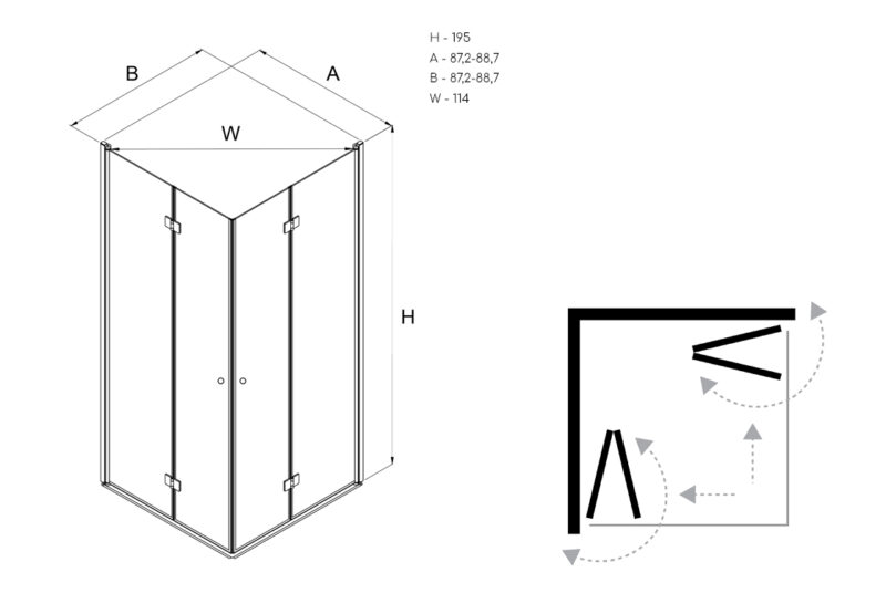 Душова кабіна квадратна SUPERIA 2D 90x90x195 скло clear ACTIVE SHIELD 6мм