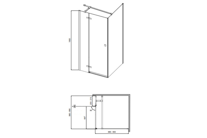 Кабіна квадратна PIXA 90x90x195 ліва, скло прозоре, профіль хром