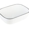 MENZA Умивальник накладний без отвору під змішувач 46x32x14, glossy white with black edge