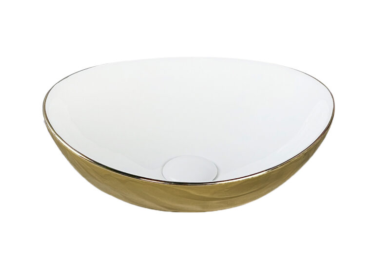 MIEL Умивальник накладний без отвору під змішувач 37x29,5x12, white/gold
