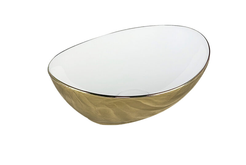 MIEL Умивальник накладний без отвору під змішувач 37x29,5x12, white/gold