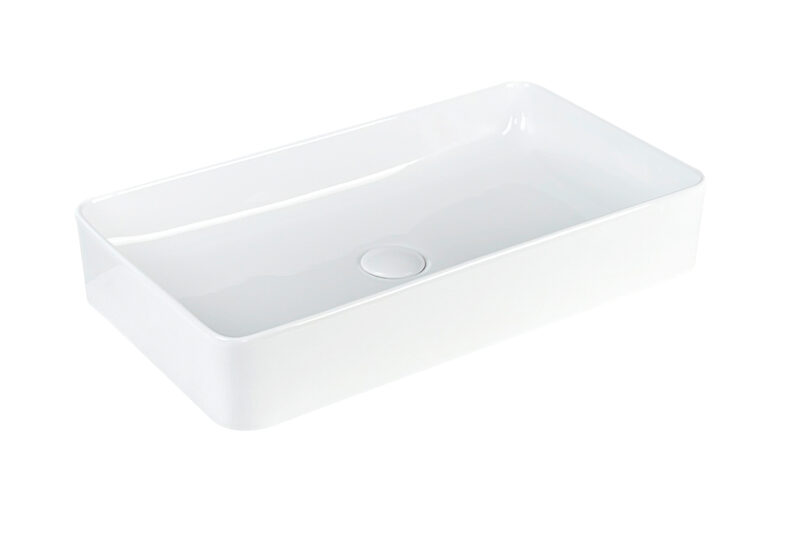PERAS Умивальник накладний без отвору під змішувач 61x36x11, glossy white