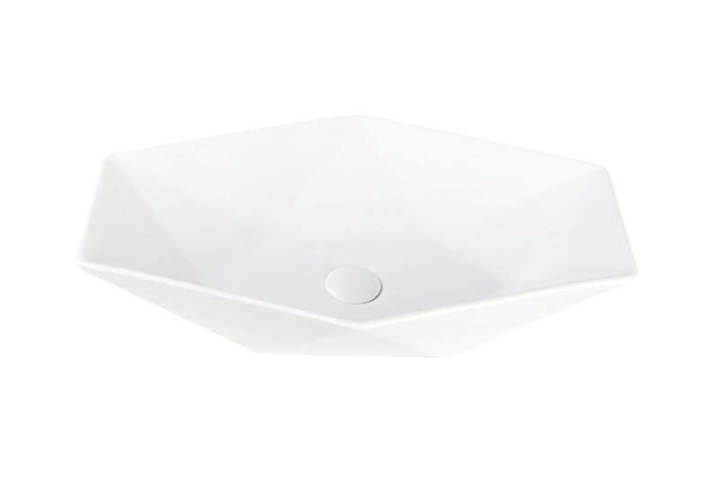 PRISA Умивальник накладний без отвору під змішувач 56x37x13, glossy white